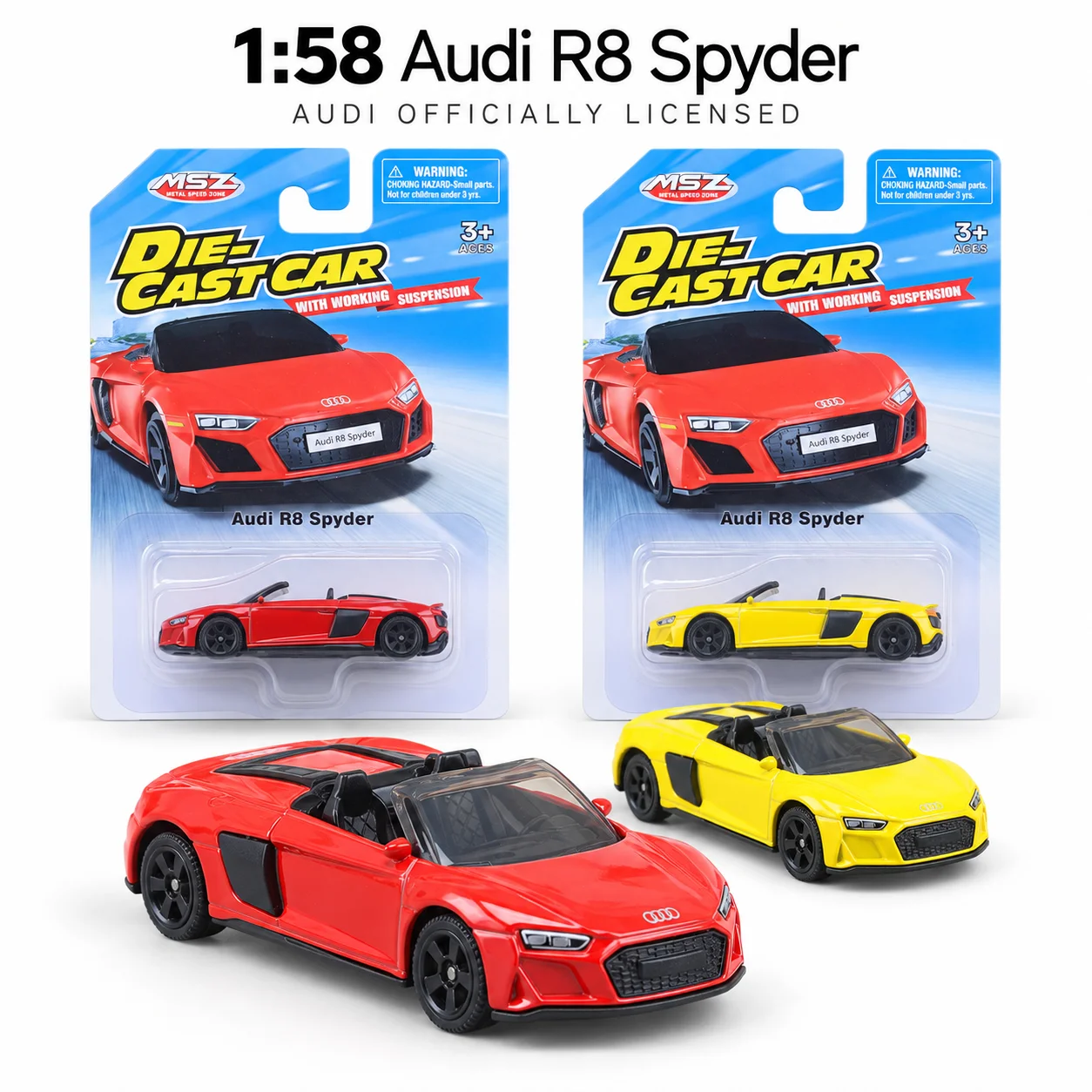 CCA MSZ 1:58 Audi R8 Spyder Convertible Miniature Model Alloy Metal Toy Car Vehicle Free Wheels Display Collection Gift