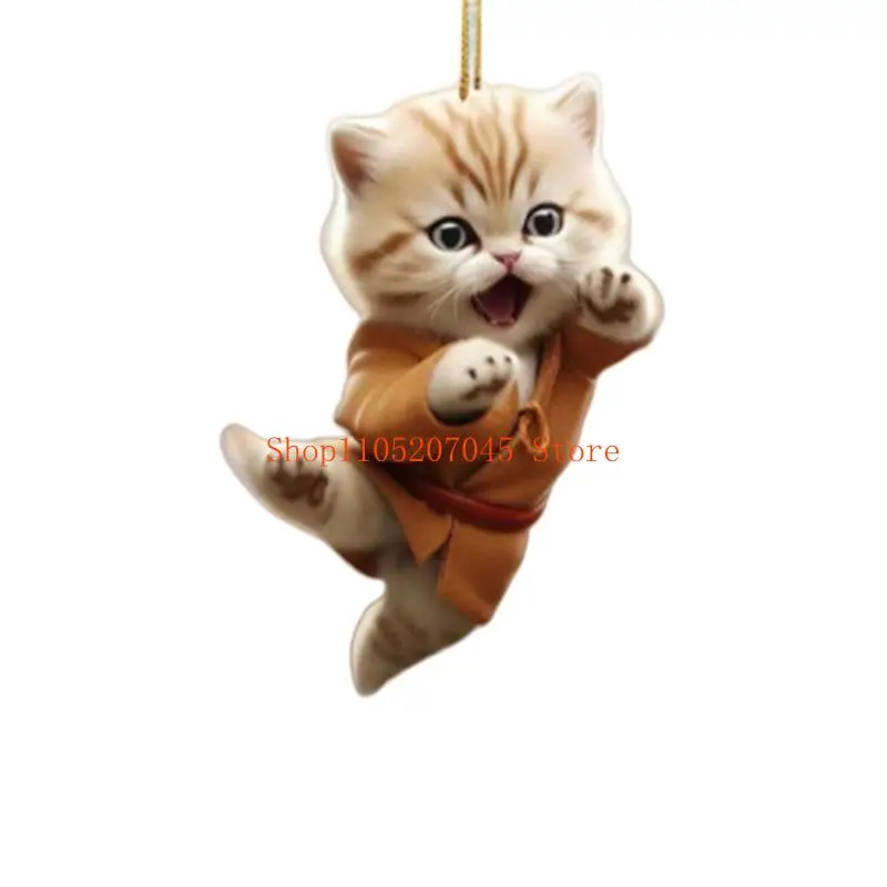 37cd Cats Keychain Cats Keychains Judo Kittens Keyring 2D Flat AcrylicCharm Funny Keychain for Women Girl