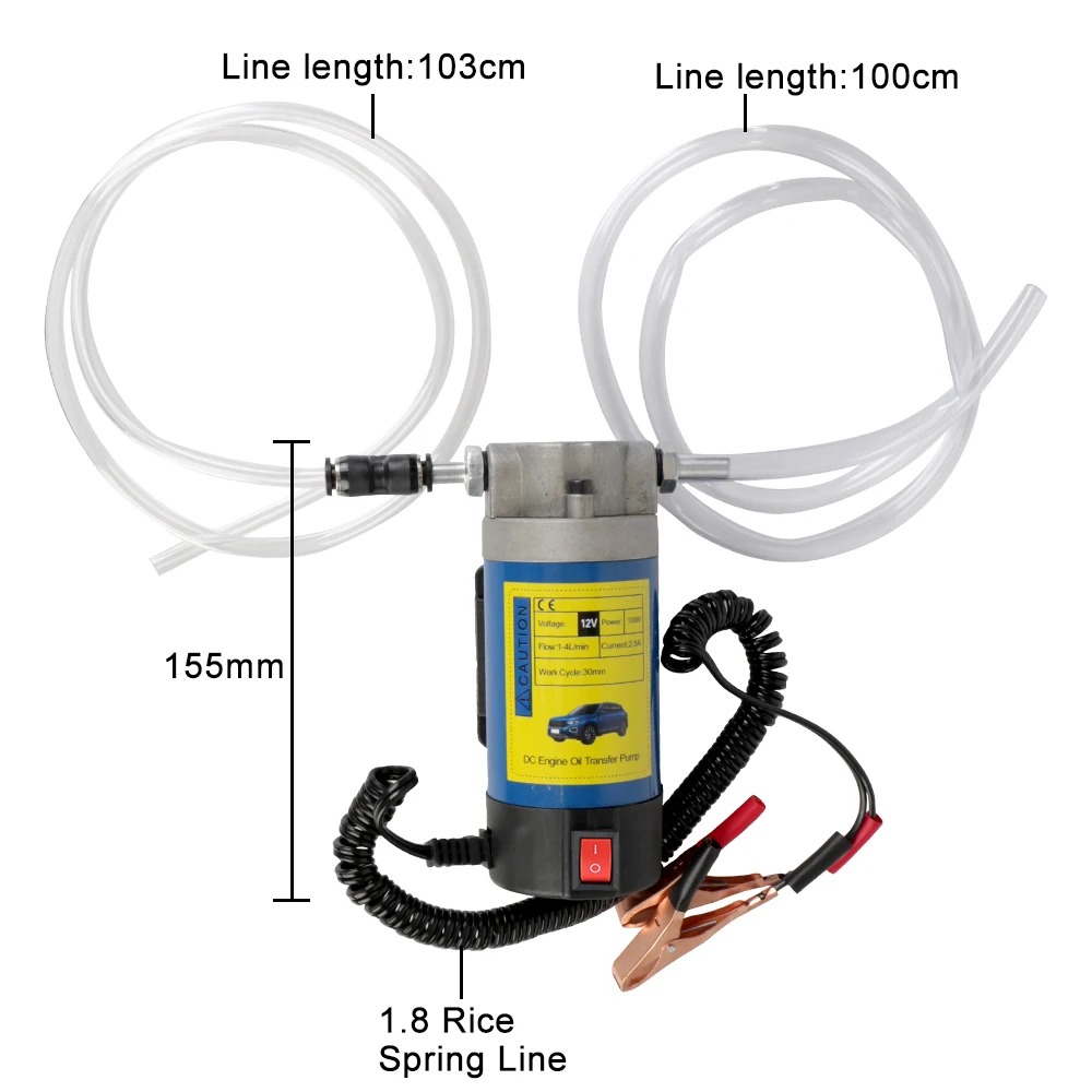 1-4L/min 12V Oil Transfer Pump Motor Oil Diesel Extractor Pump Electric Scavenge Suction Transfer Change Pump