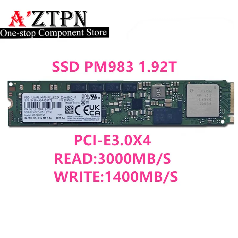 Unidade de estado sólido original, SSD para Samsung PM983 1.92T 22110, tamanho Nvme Pcie3.0, protocolo Enterprise