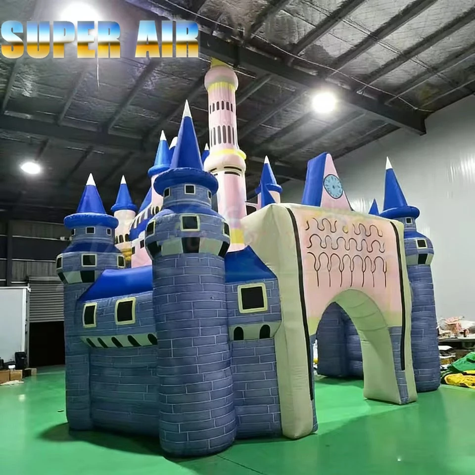 Princess Castle Inflatable Archway, Large Colorful Blow Up Entrance for Birthday, Carnival & Festival Use