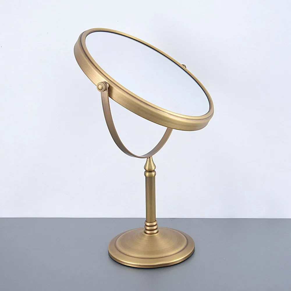 Makeup Mirror 8 inch Brass 3X/1X Magnifying Mirror Antique Brass Double Side Cosmetic Mirror Desktop Table Mirror Vanity Lba642