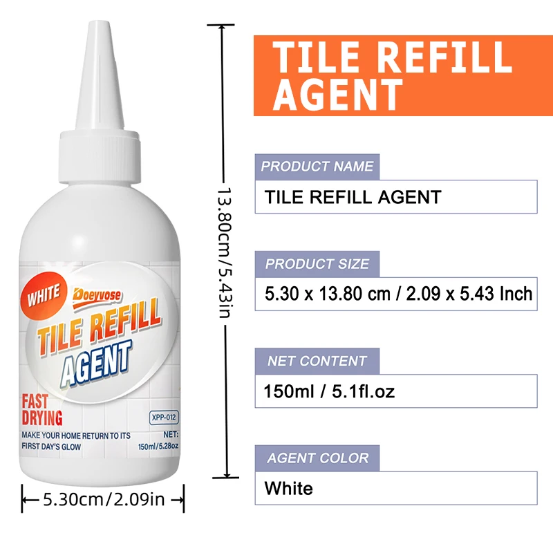 150ml White Tile Joint Refinisher Fast Drying Anti-Mold Grout Repair Paste Waterproof Ceramic Gap Filler for Shower & Countertop