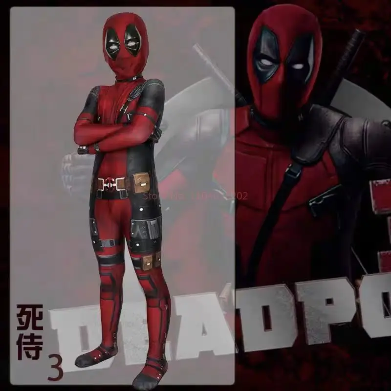 

Halloween Deadpool Costumes Bodysuit For Boys Cosplay Superhero Comic Compression Workout Body Building Dead Pool Anime Kid Gift