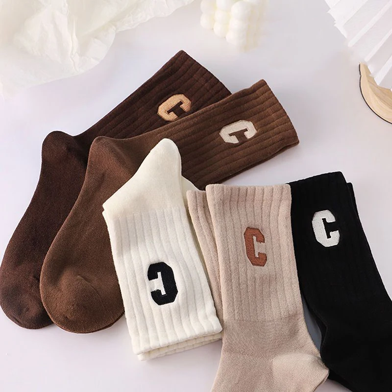 1Pair Cute Breathable Mesh Ankle Summer Running Socks Tube Cotton Socks Women Letter C Print Socks Lady Short Sock For Cycling