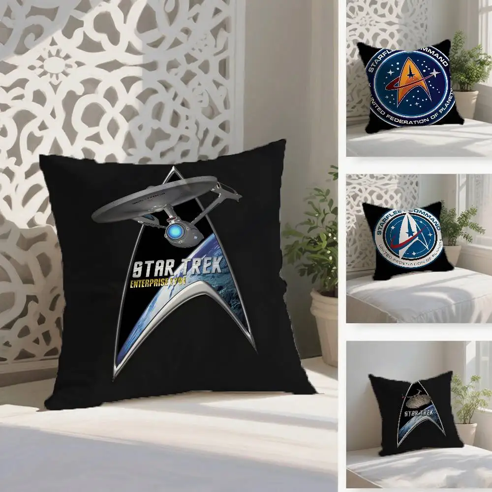 S-Star T-Trek Ship Movie Pillow Case Anti-dustmite Pillowcase Invisible Zipper Silky Short Plush Sofa Cushion Cover
