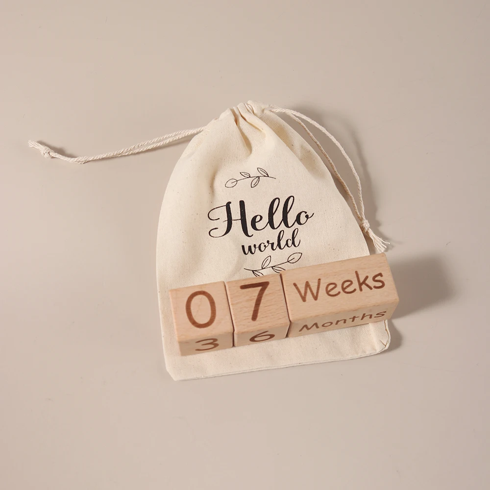 4pcs/set baby beech wooden engraving monthly milestone block baby tree birth gift