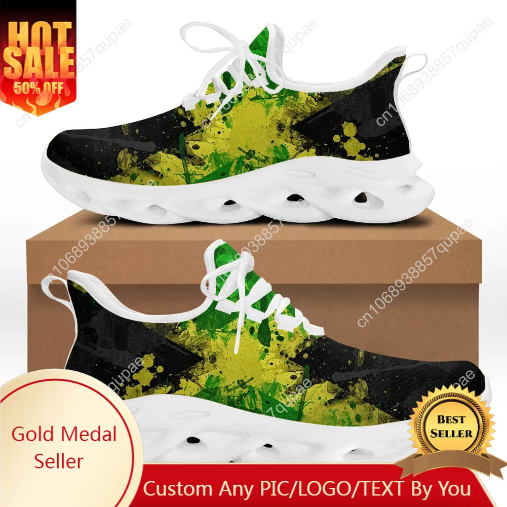 

Jamaica Flag Printed Ladies Platform Flats Sneakers Shoes Womens Sports Shoes Fashion High Quality DIY Sneaker Custom Made Shoe