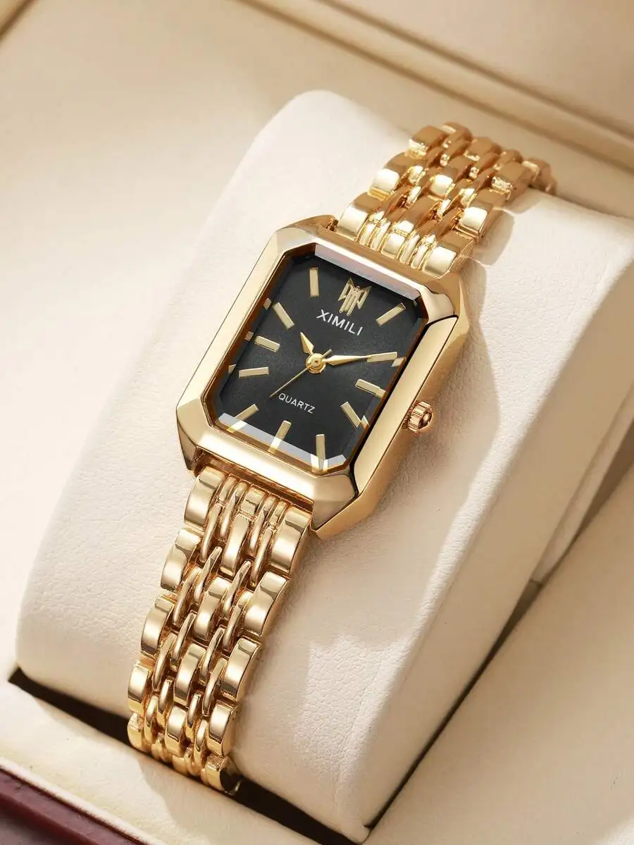 1pc Women's Elegant Quartz Wrist Watch, Steel Band Square Dial, Classic Luxury Style (No Watch Box Included)