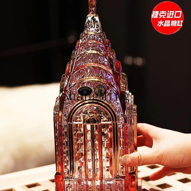 

XMH crystal glass gold-painted colored jewelry candy tank box storage tank decorative ornament