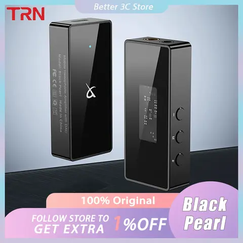 TRN Black Pearl 휴대용 Hi-Fi 디지털 오디오 디코더 DAC 3.5+4.4 출력 듀얼 CS43131 PCM 384kHz 32Bit DSD256 이어폰 증폭기