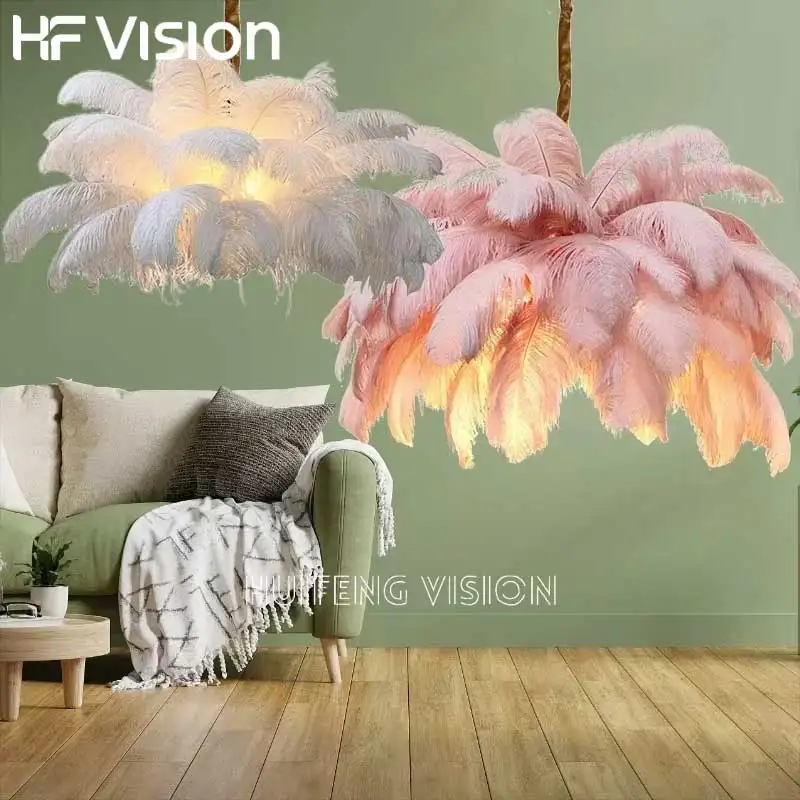 

Bohemian Feather Pendant Light Nordic Style LED Ceiling Chandelier for Living Room Bedroom Dining Restaurant and Bar Decor