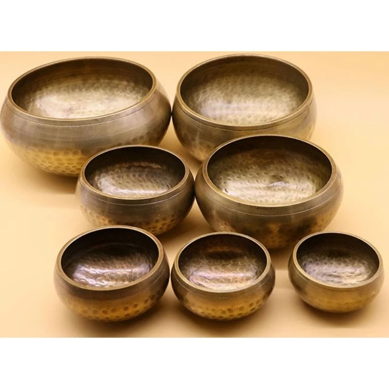 Tibetan Singing Bowl Set Meditation Sound Bowl with Cushion Handcraft Buddhist Bowl for Chakra Mindfulness