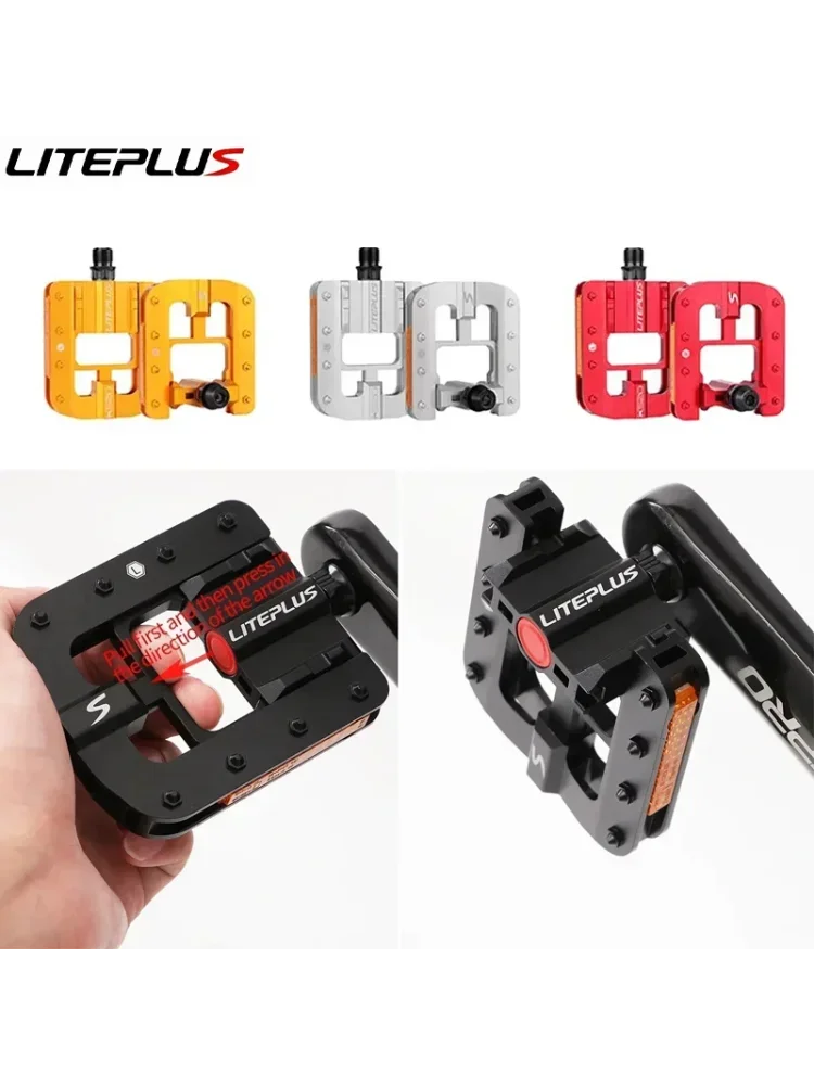 AliExpress Liteplus bicycle pedal solid aluminum alloy fast folding bicycle pedal Bmx bicycle folding pedal bicycle parts