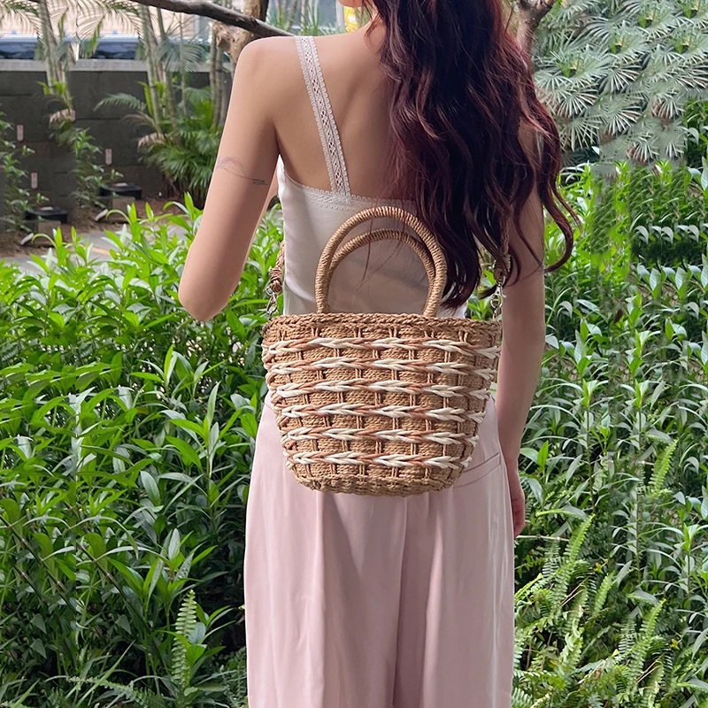 Hand woven Straw Bag Summer Women\'s Shoulder Bags High quality Retro Handbag Bohemian Casual Ldies Beach Bag New Crossbody Bags