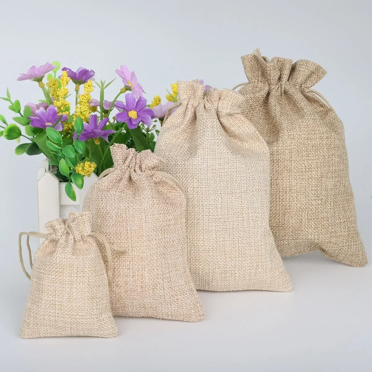 15-50 Cotton and Hemp Bundle Pocket Gift Bag for Children's Day Gift Packaging Bag DIY Candy Wedding Product Packaging image 2