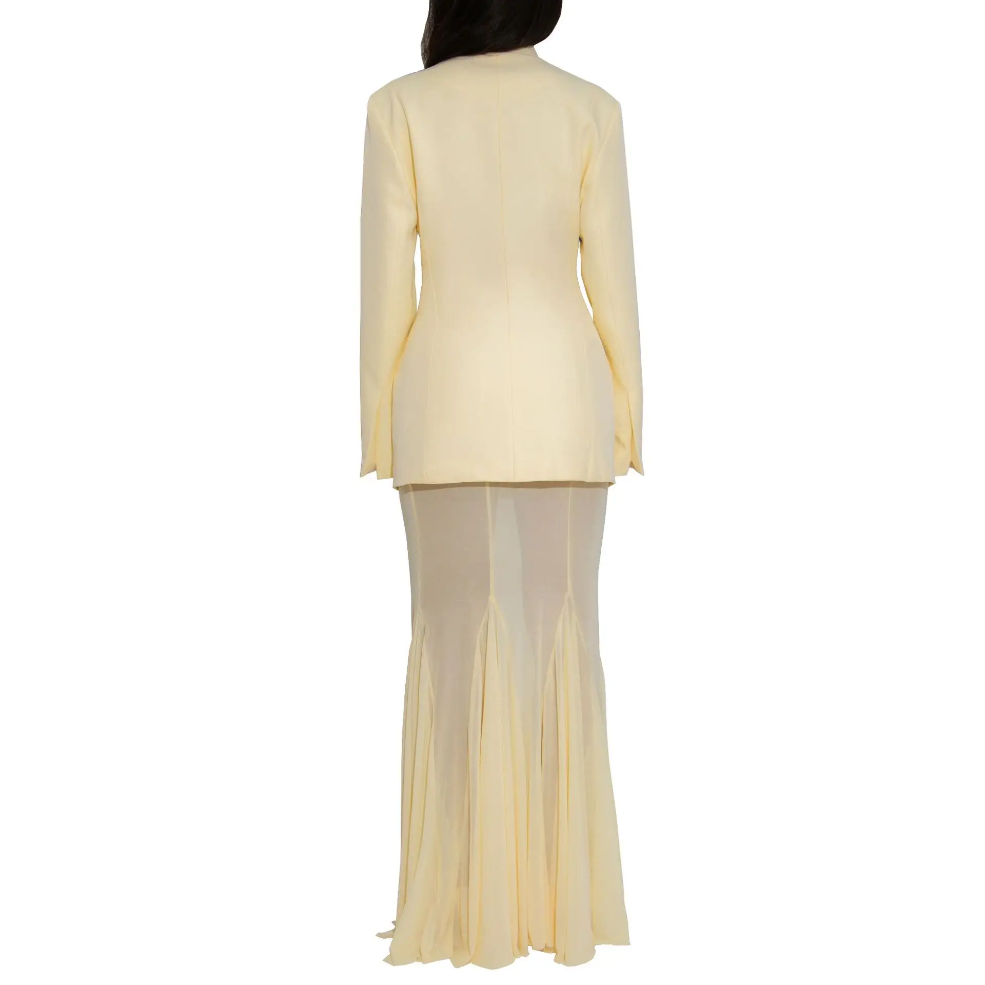 2026 primavera elegante feminino conjunto de duas peças mangas compridas terno casaco e saia de malha moda escritório senhora roupas de festa