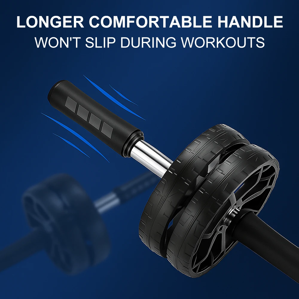 عجلة تمارين البطن المستديرة المزدوجة، بما في ذلك وسادة الركوع، ومعدات اللياقة البدنية المنزلية لتدريب البطن الأساسية، كهدية