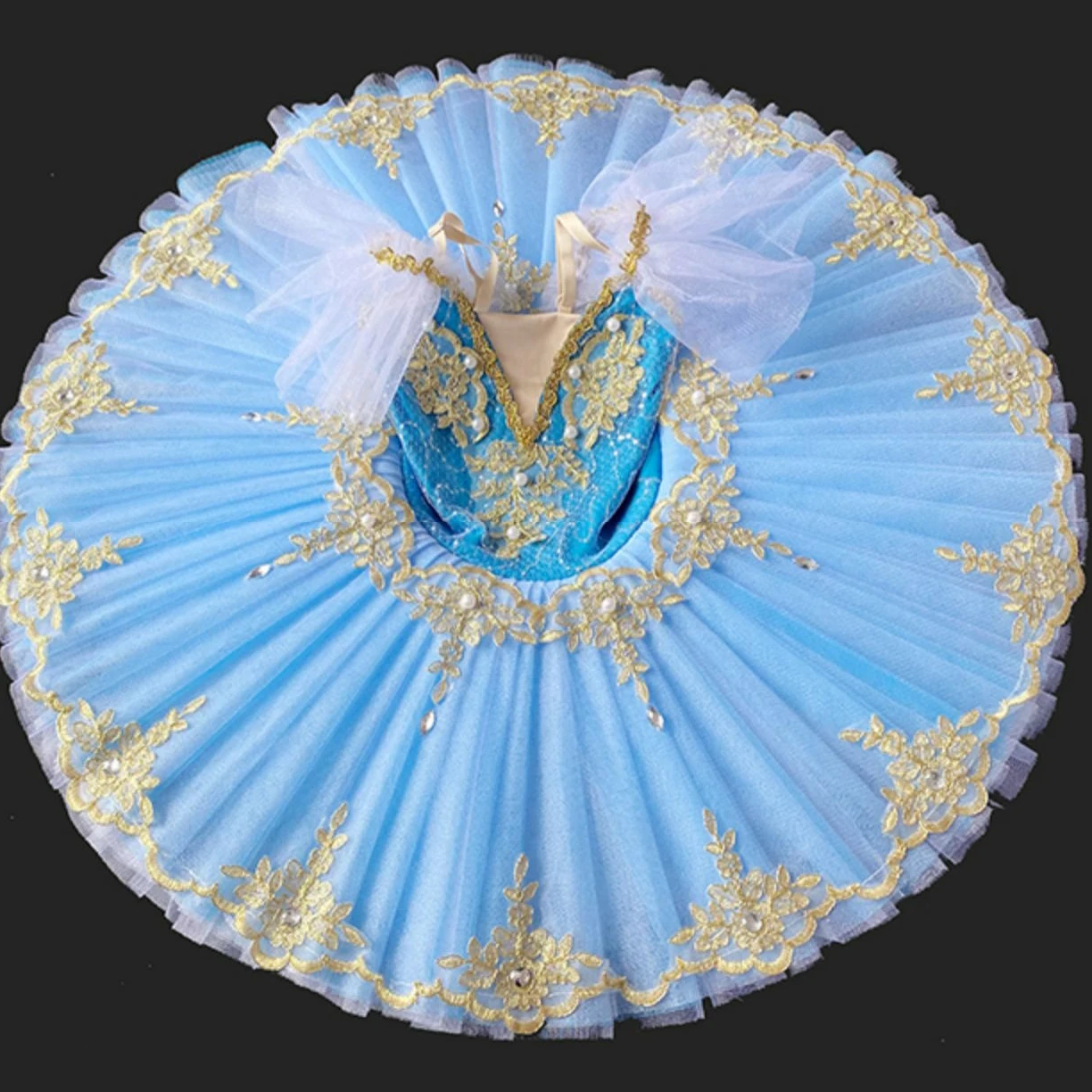 Blue White Swan Lake Professional Ballet Tutu Girls Platter Pancake Tutu Ballerina Party Dress Child Kids Ballet Dance Costume