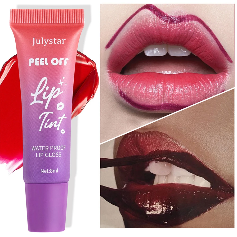 6 Colors Tear Off Lip Glaze Fruity Matte Liquid Lipstick Tint Color Dye Waterproof Lip Stain Lasting Makeup Peel Off Cosmetics