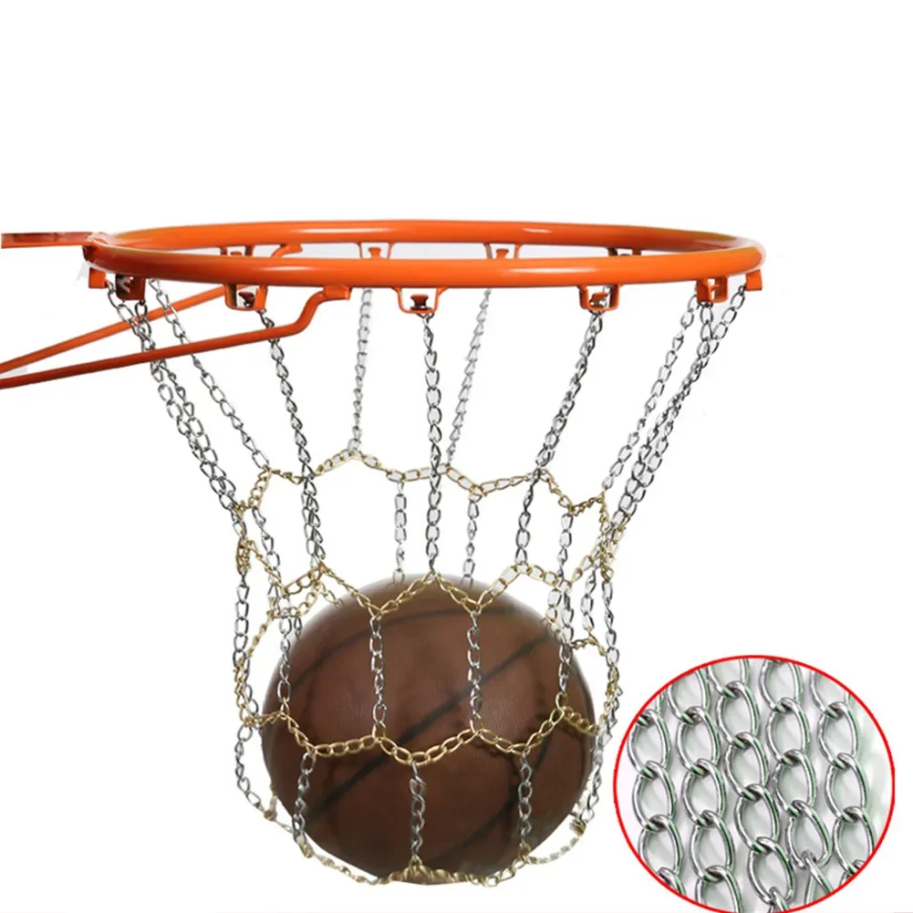 Metal Basketball Net Chain Netting Sports Rims Basket Frame Double Color Net For Parks Outdoor Courts Sports Clubs Families