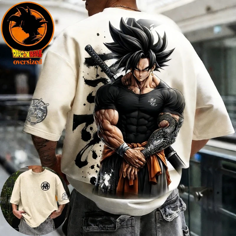 Sommer Super Saiyan Goku Retro-Print Herren Casual Rundhals-T-Shirt für Jugendliche und Kinder mit lockerer Passform und kurzen Ärmeln