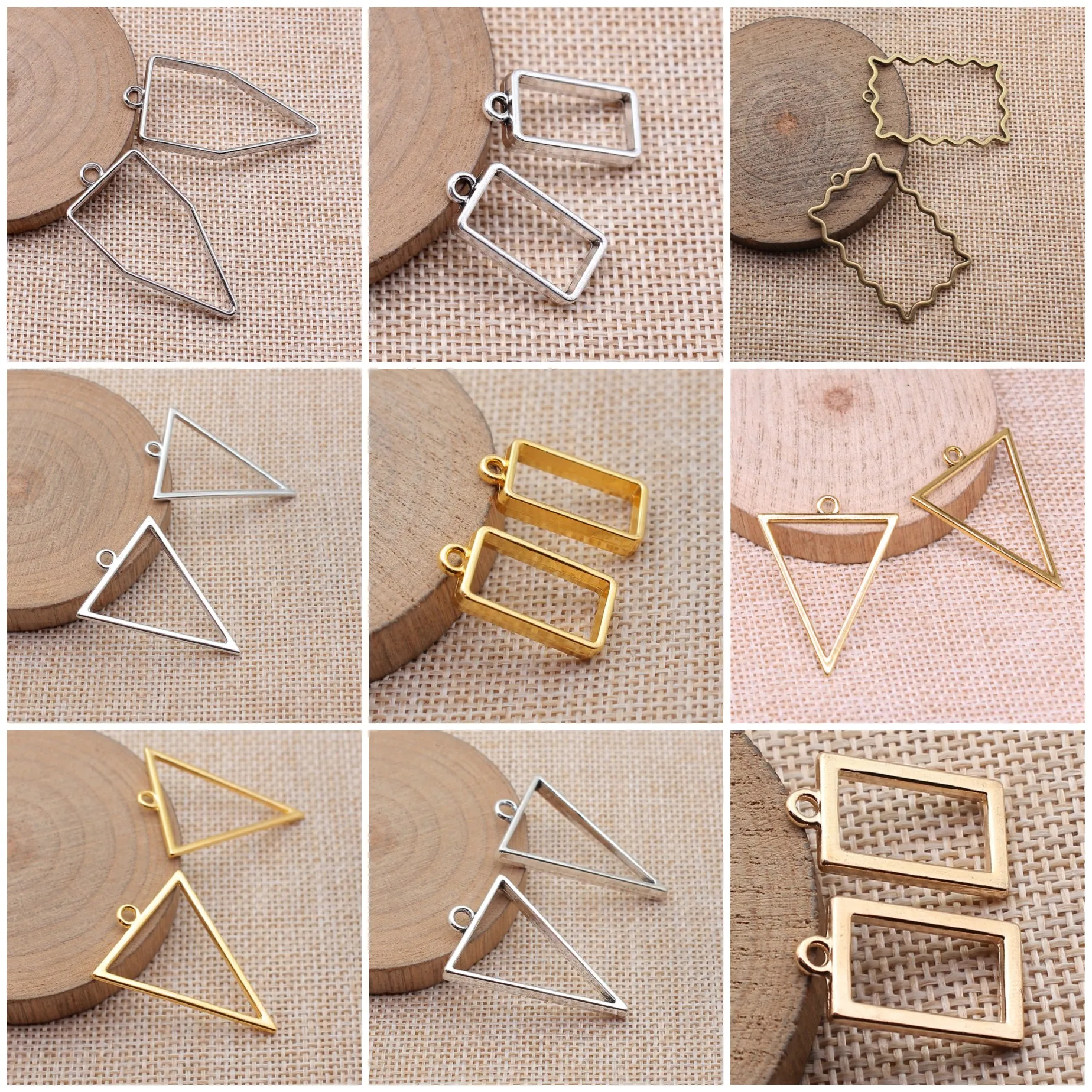 Vintage Geometric Hollow Out Epoxy Resin Pendant Charms For Jewelry Making Bracelet Necklace Craft Bulk