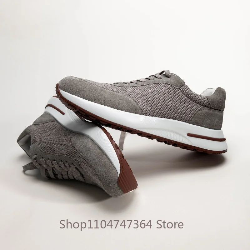 Designer Luxury Casual Shoes Men's Sneakers Breathable Lace Up Lightweight Sports Thick Bottom Outdoor Walking Shoes Male