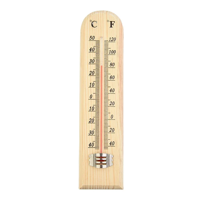 200mm Wooden Wall Hang Thermometer Indoor Outdoor Garden Greenhouse Logger Meter Garage Offices Breeding Temperature Controller