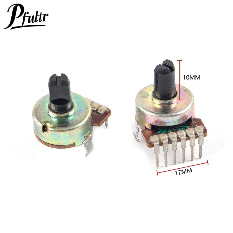 2Pcs Type 161 Semi-circular Shaft 50K B503 Potentiometer 6pin Power Amplifier Tuning Potentiometer Switch