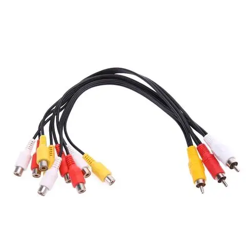 3 RCA Male to 9 RCA Female Composite Audio Video AV Cable Splitter for DVD TV Hi-Fi Video CD Player Mini Disc Audio Video Cable