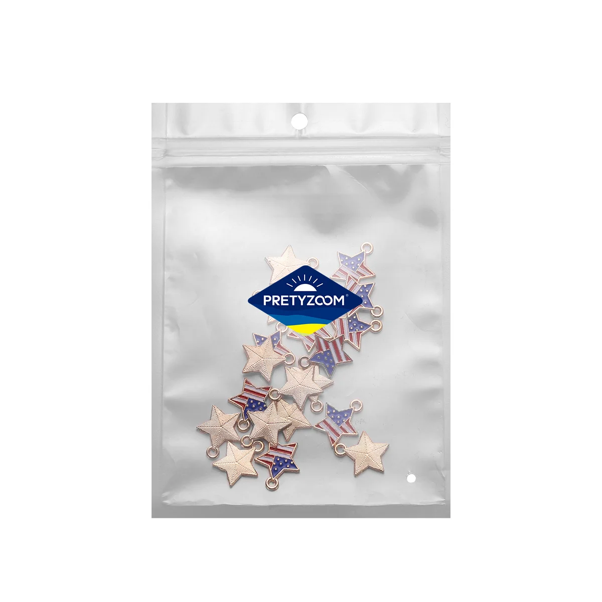 

20Pcs DIY American Flag Pendant Charms Star Shape Alloy Jewelry Making Accessories for Necklace Bracelet Independence Day