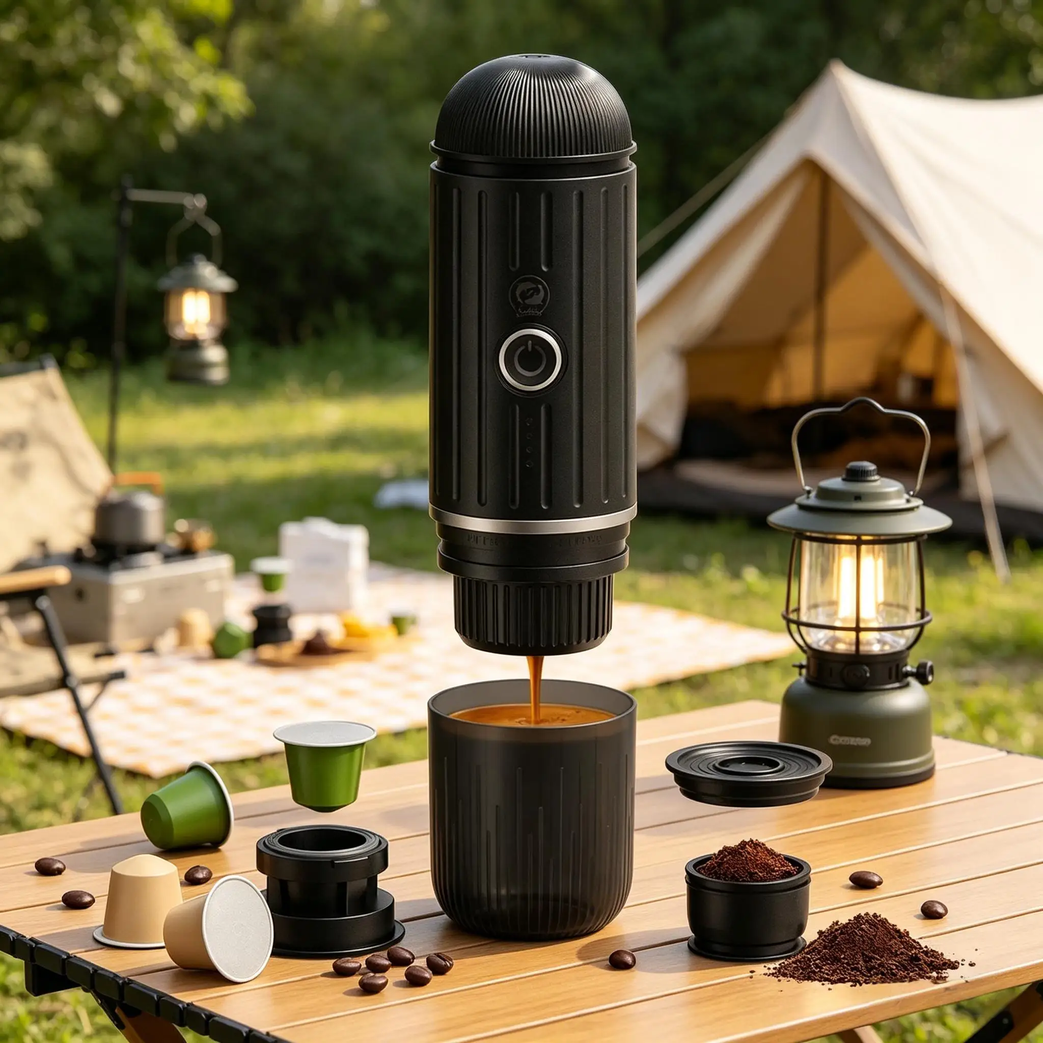 Wireless Travel Coffee Machine – UURMI Mini Espresso Maker with Hot & Cold Extraction, Compatible with Capsules & Coffee Powder