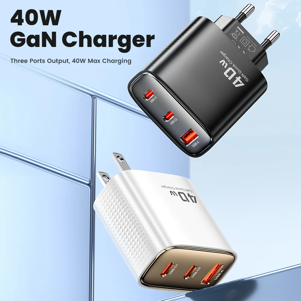 Toocki 40W Charger GaN Phone Charger Fast Charging USB Type C Charger for iPhone 15 14 13 12 Pro Max iPad Samsung S24 S23 Xiaomi