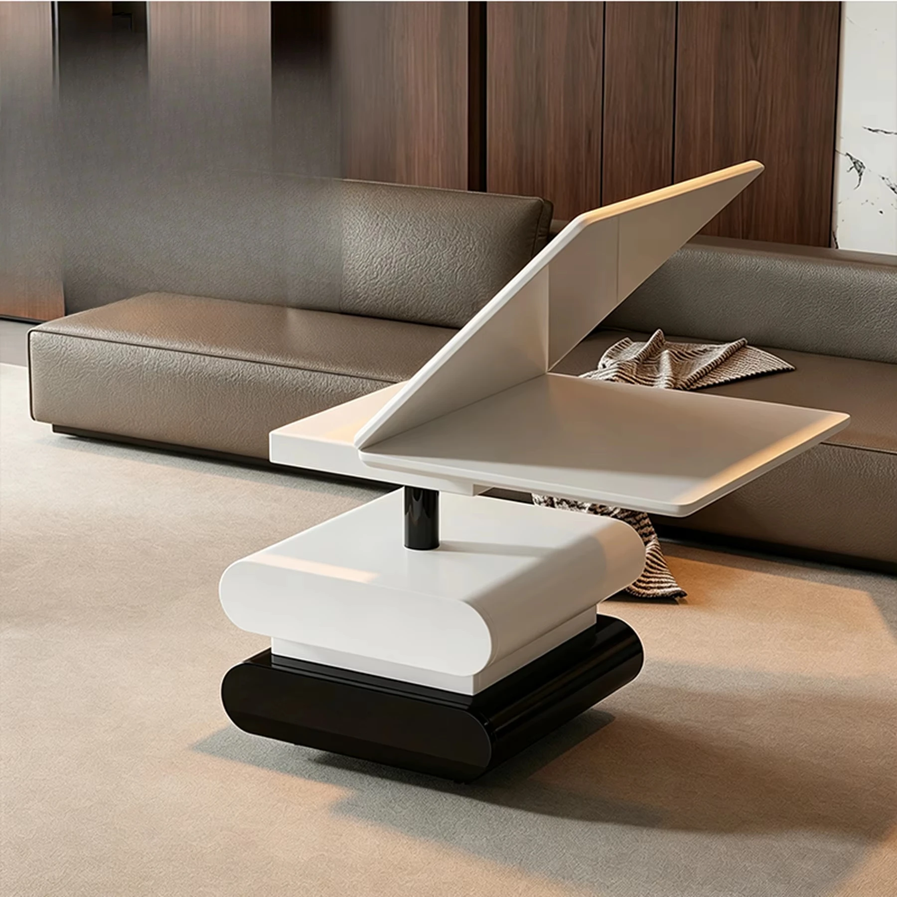 Modern Movable Coffee Table With Wheels Adjustable Height Foldable Sofa Side Table Small Apartment Wholesale OEM ODM