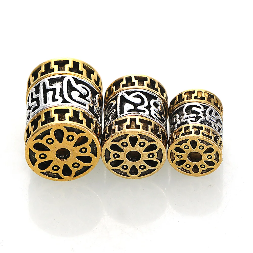 5Pcs Vintage Golden Silver Plated Cast Metal Striped Hollow Tube Spacers Charms Beads For Diy Necklace Jewelry Making