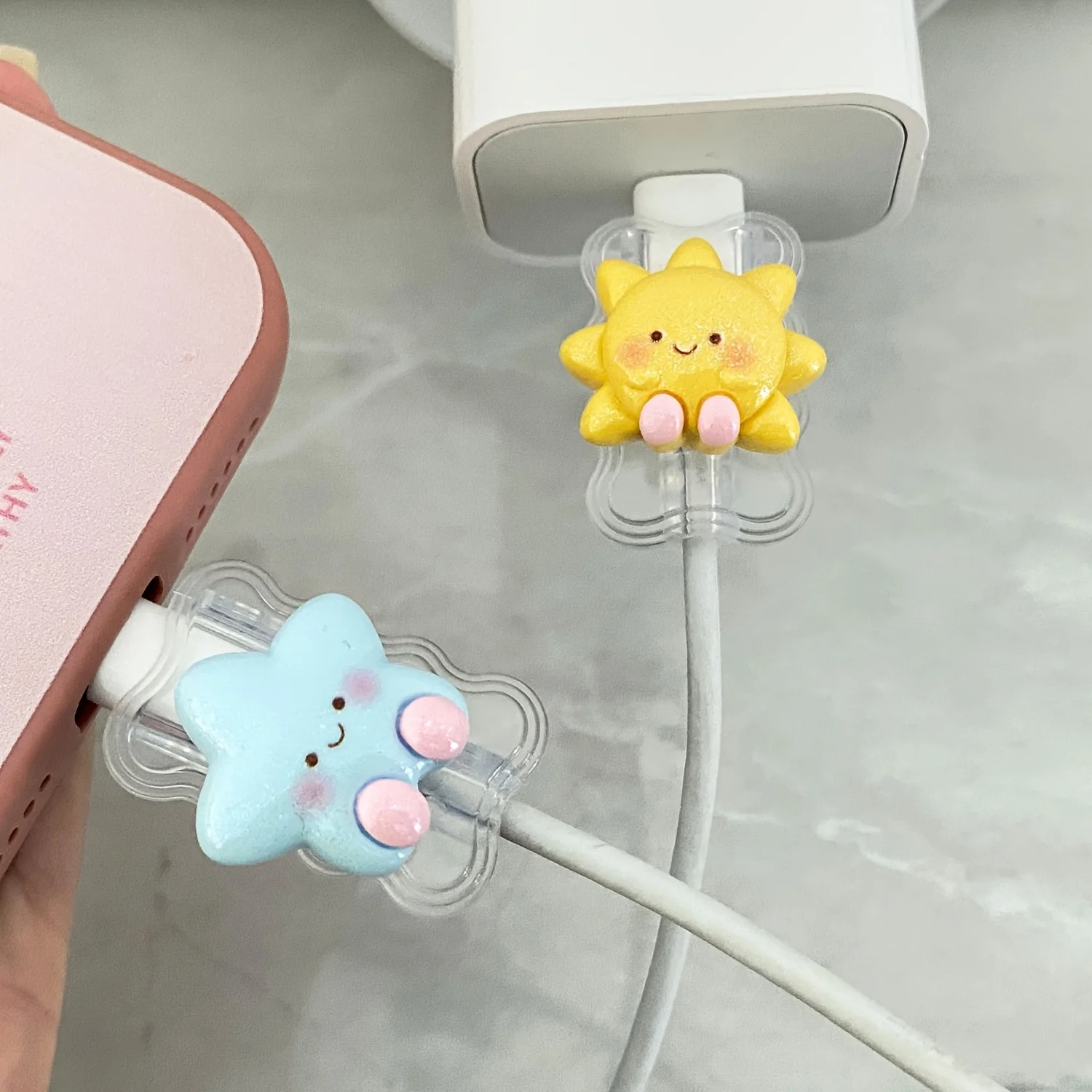 4Pcs Type-C Cable Protectors, Printed Hard Plastic Cord Savers, Anti-Break Anti-Scratch Charger Line Covers