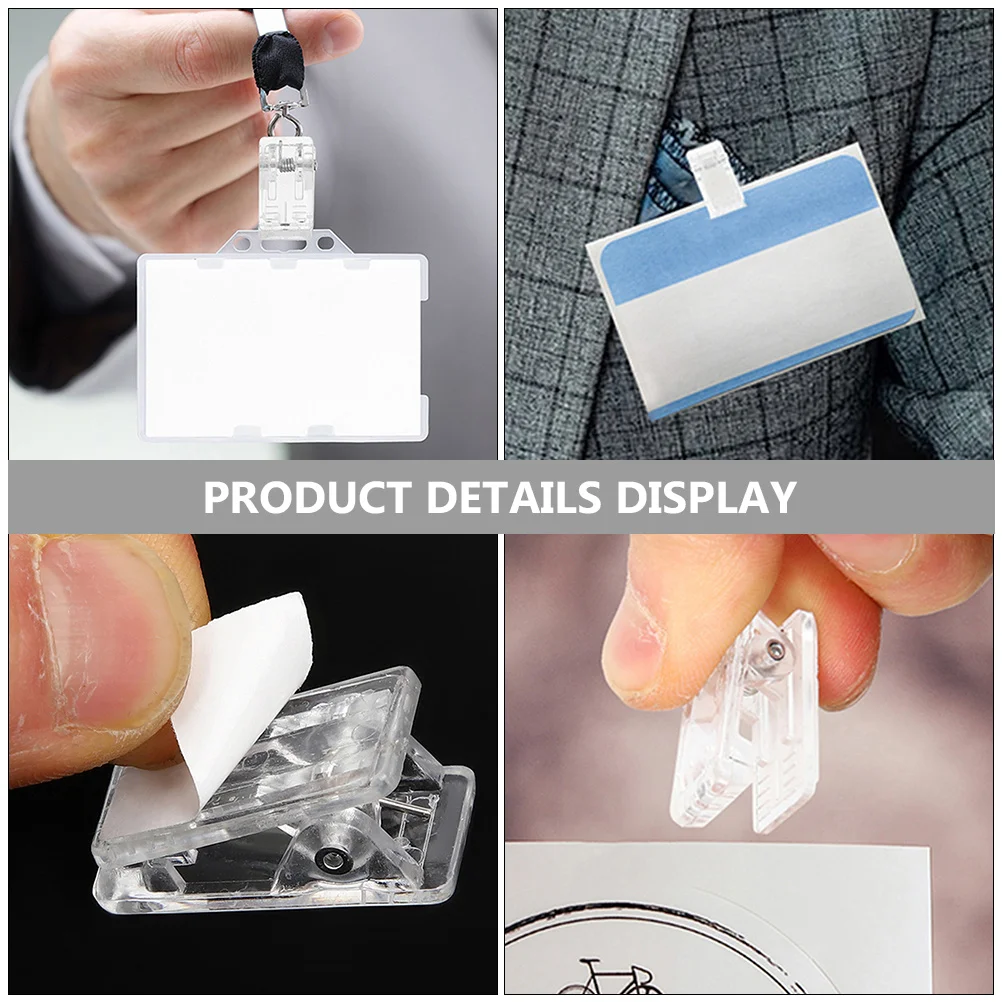 

40Pcs Adhesive Badge Clips Plastic Id Card Holders Name Tag Spring Clips for Office Meetings Seminars Spring Clip