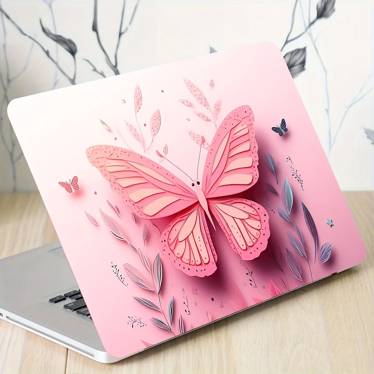 2-Pack Butterfly Pattern Laptop Art Sticker Case, Universal Netbook Non-reusable Waterproof and Scratch Resistant Stickers
