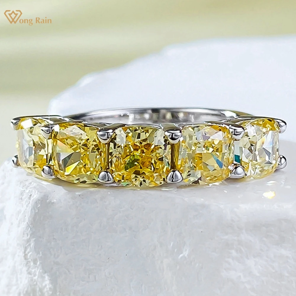 

Wong Rain 100% 925 Sterling Silver Crushed Ice Cut 5*5 MM Citrine Gemstone Ring for Women Fine Jewelry Wedding Band Wholesale