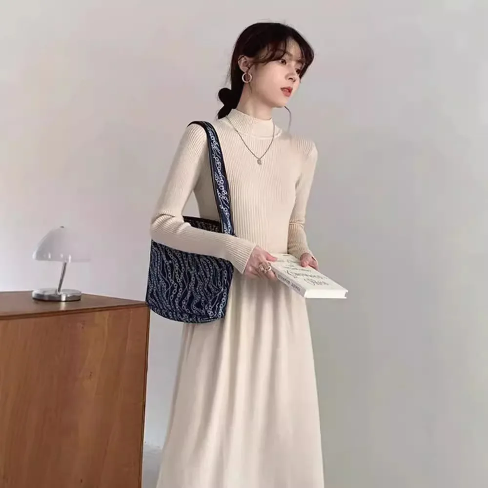 

Knee Length Pullovers Woman Elegant Sweaters Jumpers Womend Contrast Button Shawl Neck Resort Dopamine Open Sleeve Cross Front