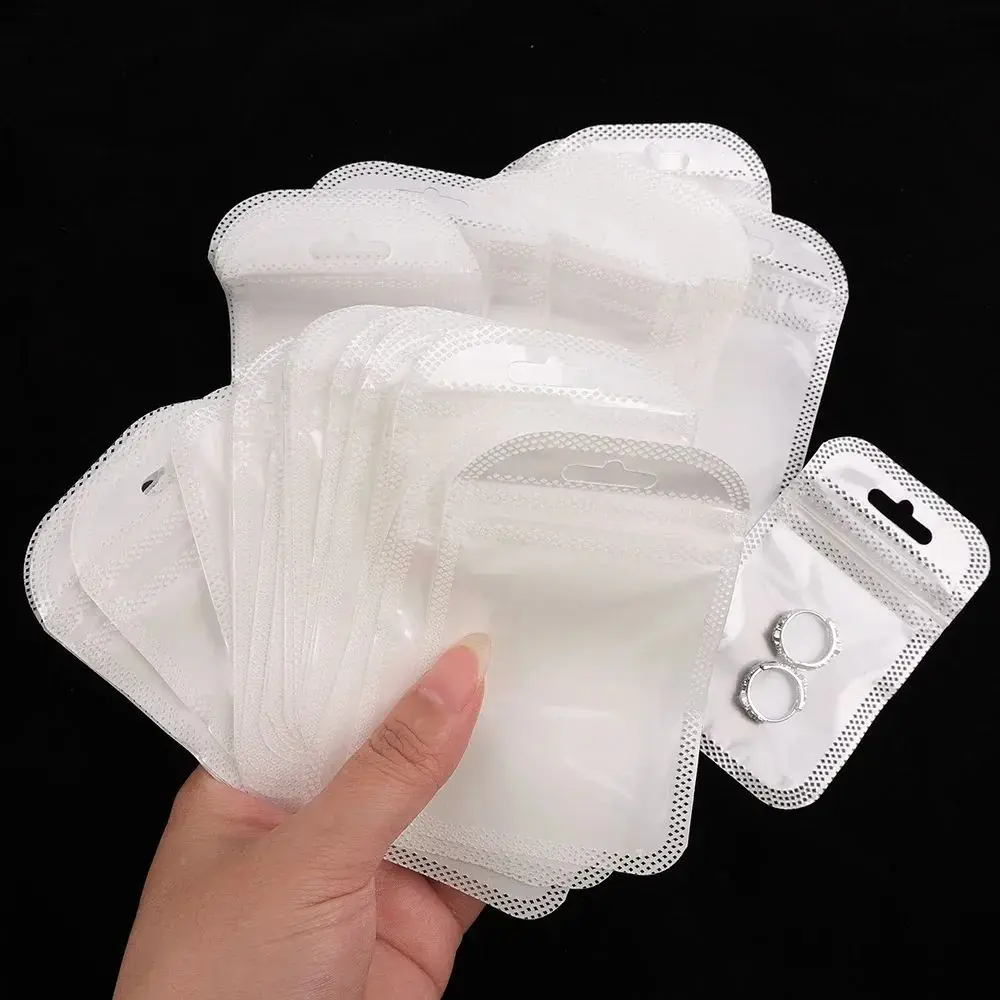 50Pcs Pouch Self Sealing Bags Transparent Earrings Rings Necklace Display Jewelry Packaging Bags Resealable Thicken