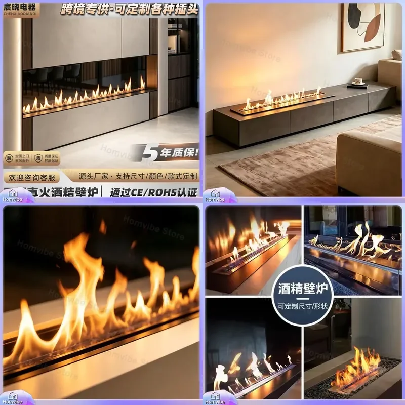 for Embedded Real Fire Alcohol Fireplace Intelligent Remote Control 3D Atomized Bio Ethanol Burner for Home Villa Decoration
