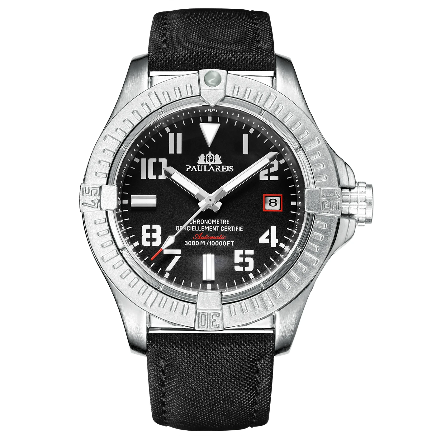 

Мужские автоматические механические часы 45 мм Black Bird Canvas Leather Date Luminous Wristwatch