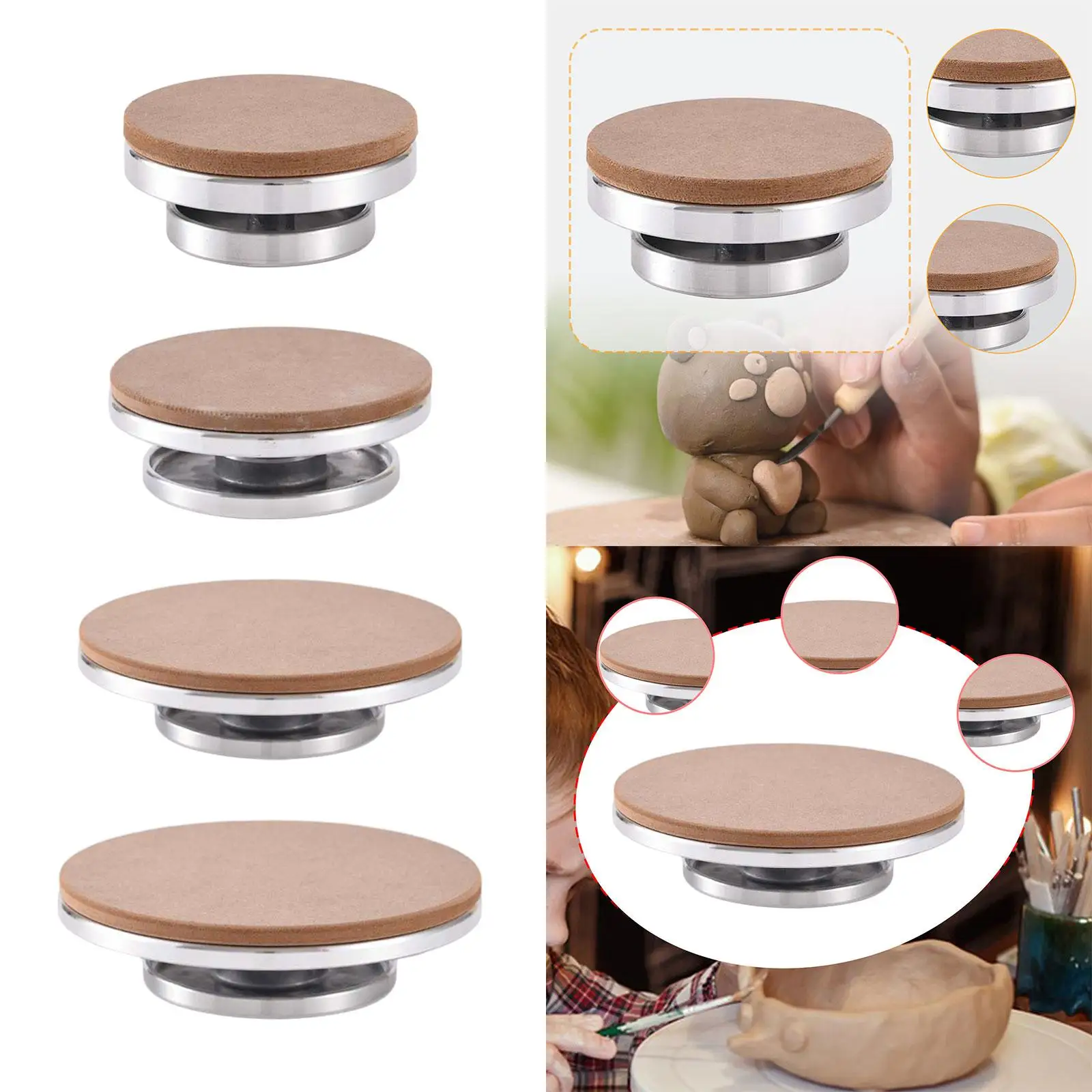 Sculpting Wheel Turntable for Pottery Clay Art with 360 Degree Rotation Stainless Steel and Fiberboard Construction for Adults