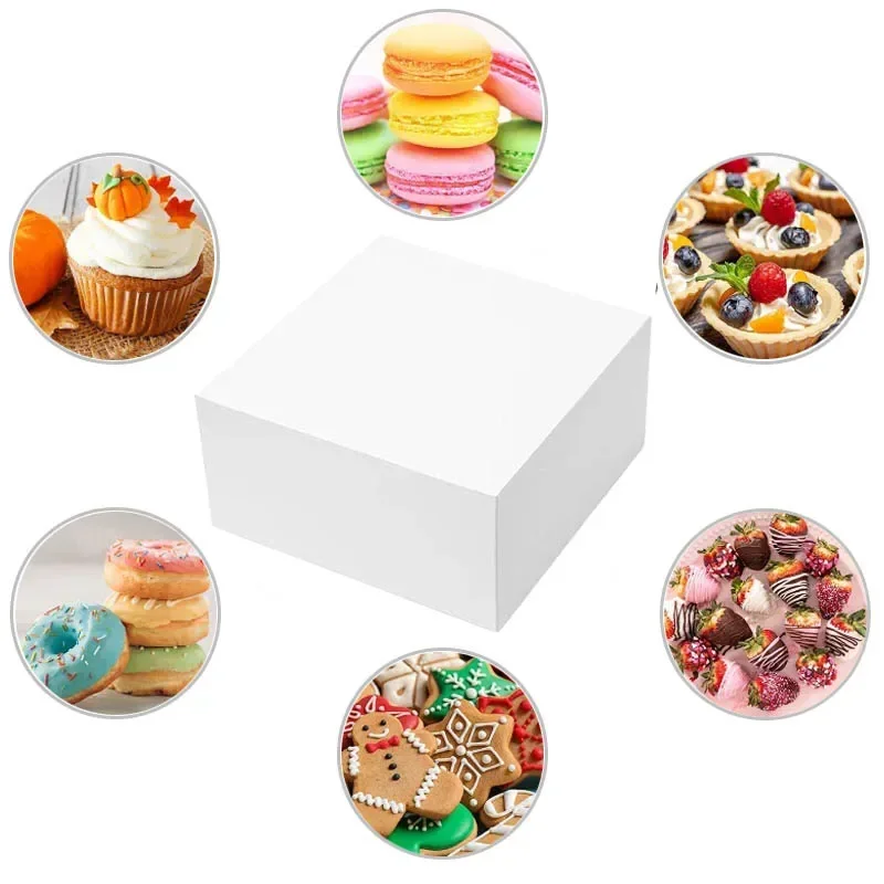 12Pcs 20x20x10cm Gift Box White Kraft Handmade Candy Chocolate Cookie Storage Box Wedding Souvenirs Wrap Boxes Party Supplies