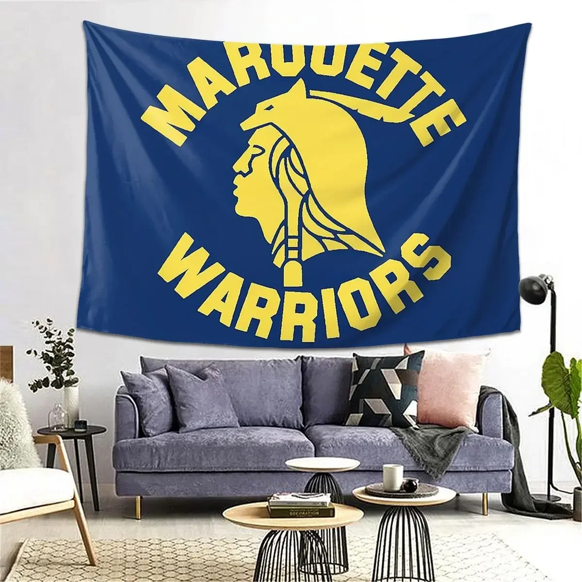 Marquette Warriors Tapestry Decoration Art Aesthetic Tapestries for Living Room Bedroom Home Hippie Wall Cloth Wall Hanging