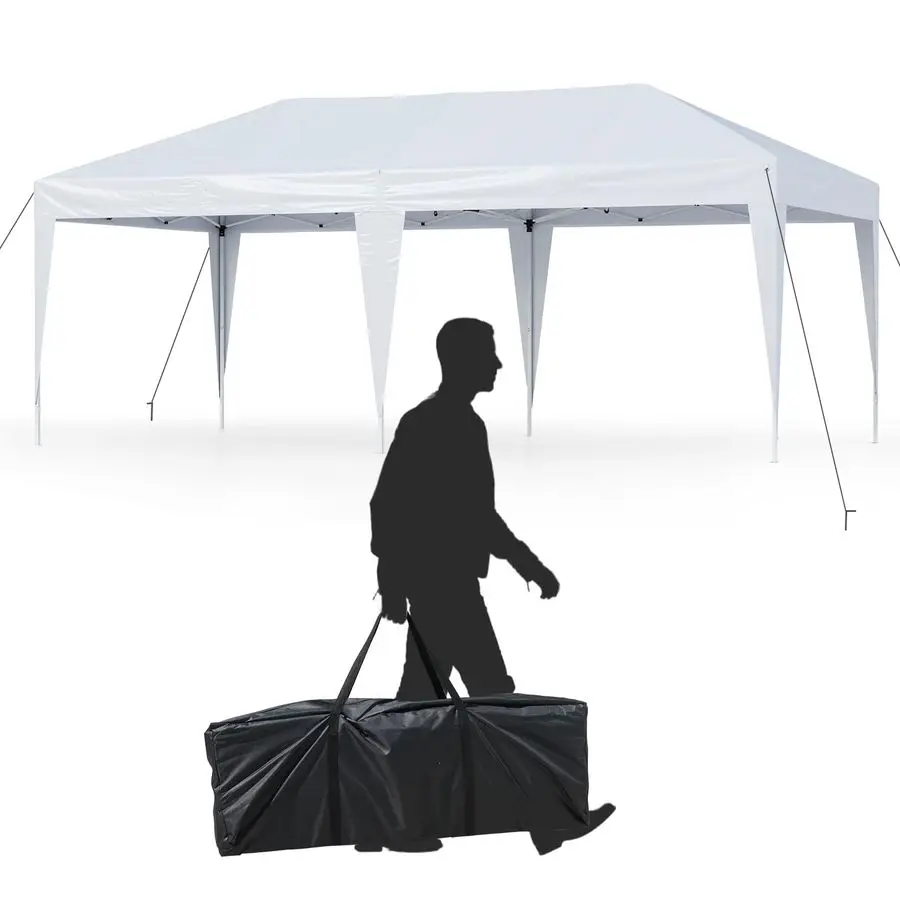 10 x 20 FT Pop up Canopy Tent w 12 Wind Ropes amp 6 Ground Stakes, 3 Adjustable Heights, Carrying Bag, Large Easy Setup Commerci
