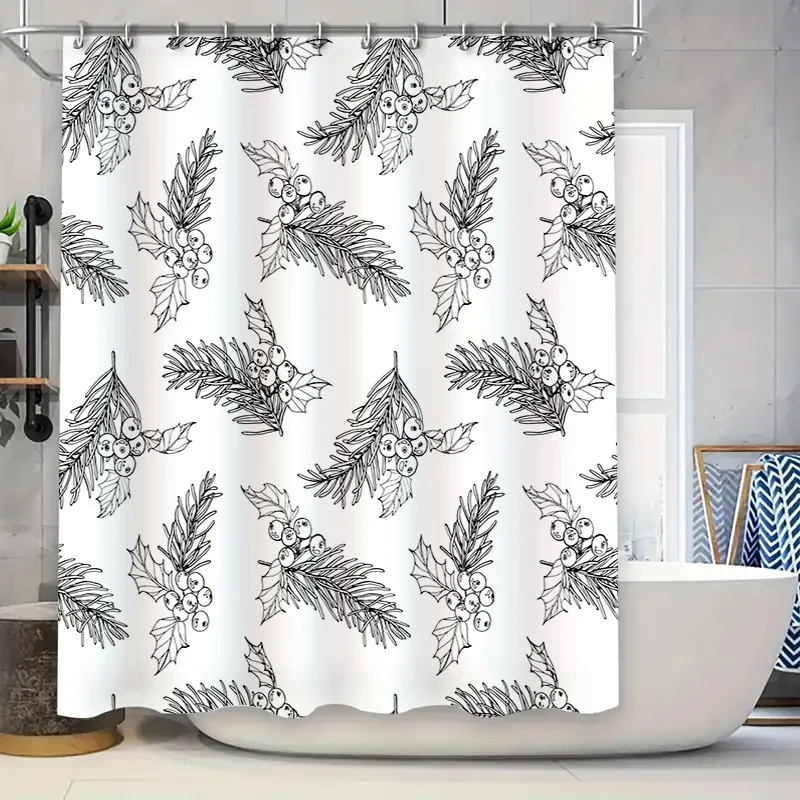 

Art Deco Floral Shower Curtain Bath Mat Decorative Print in Black White for Bathroom Decor Home Supplies Free Shipping! #8725314