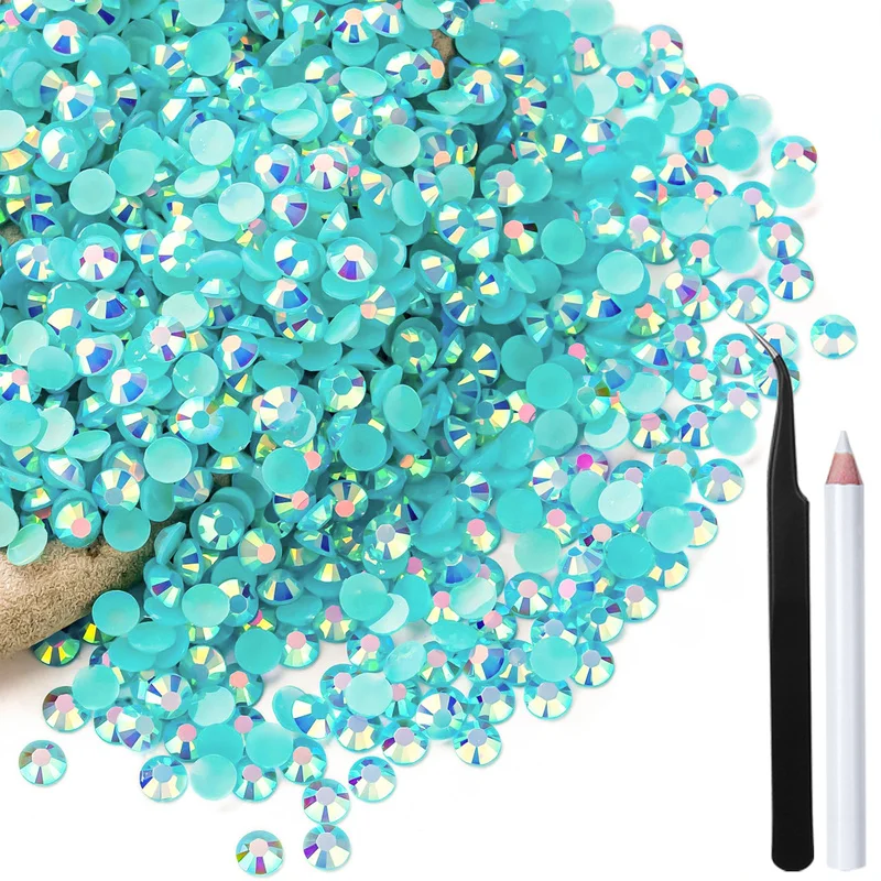 5000/10000PCS Lake Blue AB Flatback Resin Jelly Rhinestones 2-6mm Drill Faux Gems Bead for Crafts DIY Nail Art Charms Supplies